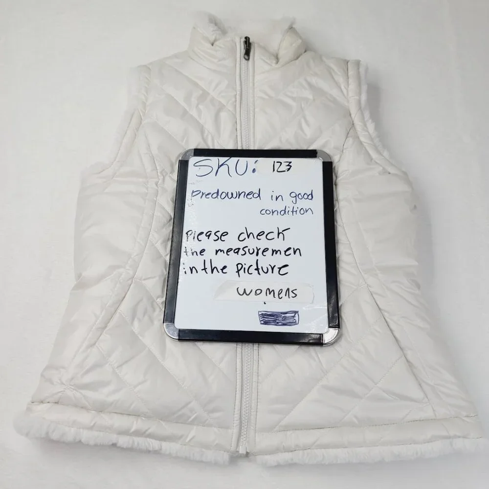 Nicole Miller Women's Icy White Original‎ Sleeveless Quilt Snow Puffer Vest Sz M